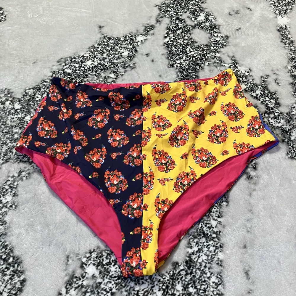 Mara Hoffman Swimwear Bottom Womens Size 3X Lydia Meli Floral Colorblock Multi